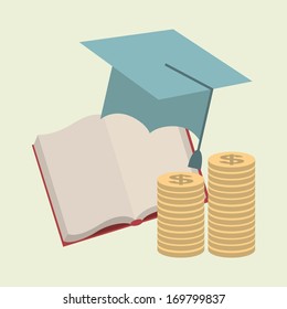 graduation design over beige  background vector illustration