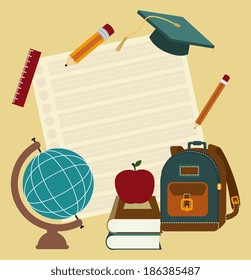 Graduation design over beige background, vector illustration