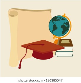 Graduation design over beige background, vector illustration