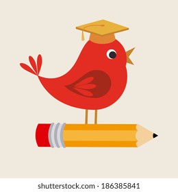 Graduation design over beige background, vector illustration