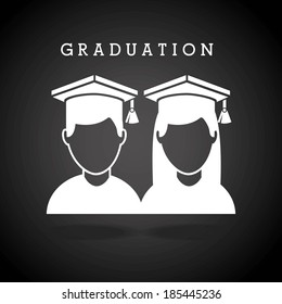 Graduation design over black  background, vector illustration