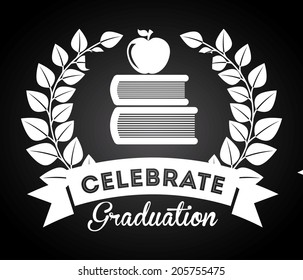 graduation design over black background vector illustration 