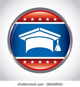Graduation design over gray background, vector illustration