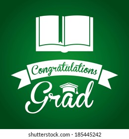 Graduation design over green  background, vector illustration