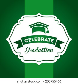 graduation design over green background vector illustration  