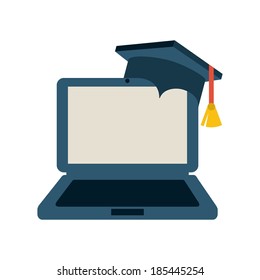 Graduation design over white background vector illustration