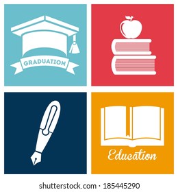 Graduation design over white  background, vector illustration