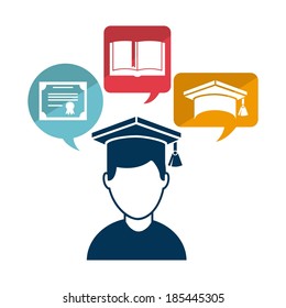 Graduation design over white  background, vector illustration