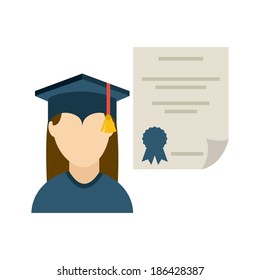 Graduation design over white background, vector illustration