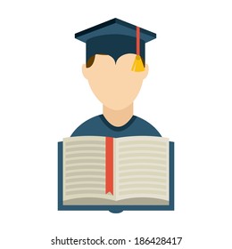 Graduation design over white background, vector illustration