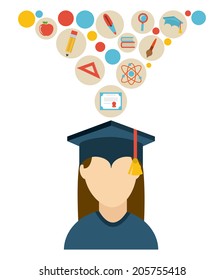 graduation design over white background vector illustration