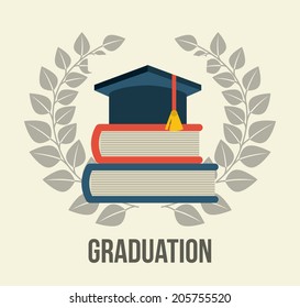 graduation design over white background vector illustration