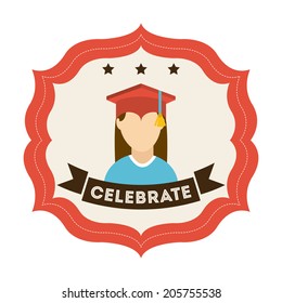 graduation design over white background vector illustration