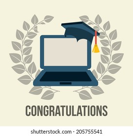 graduation design over white background vector illustration 