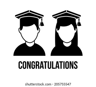 graduation design over white background vector illustration