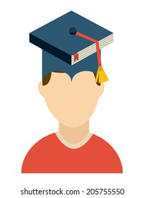 graduation design over white background vector illustration