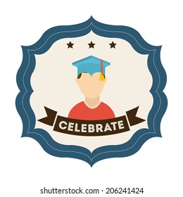 graduation design over white background vector illustration