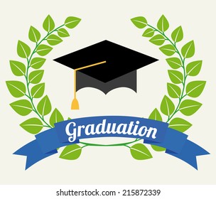 graduation design over white background vector illustration