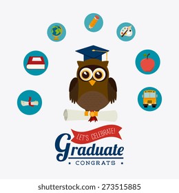 Graduation design over white background, vector illustration.