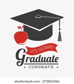 Graduation design over white background, vector illustration.