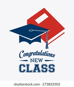 Graduation design over white background, vector illustration.