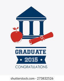 Graduation design over white background, vector illustration.