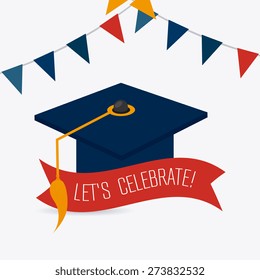 Graduation design over white background, vector illustration.