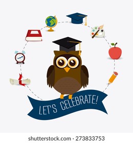 Graduation design over white background, vector illustration.