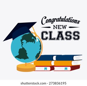 Graduation design over white background, vector illustration.