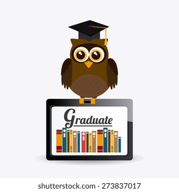 Graduation design over white background, vector illustration.