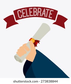 Graduation design over white background, vector illustration.