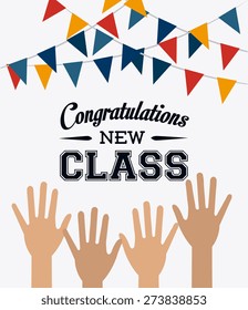 Graduation design over white background, vector illustration.