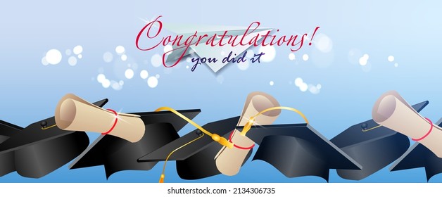 Graduation Design Template.Congratulations You Did It Concept Banner