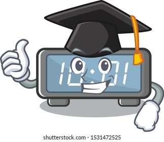 Graduation digital clock clings to cartoon wall