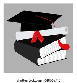 Graduation diploma and cap