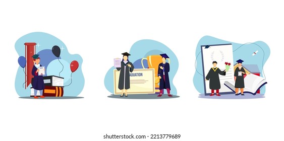 Graduation Diploma Flat Bundle Design