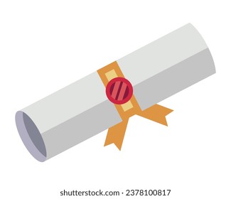 graduation diploma with golden ribbon vector isolated