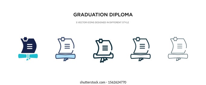 graduation diploma icon in different style vector illustration. two colored and black graduation diploma vector icons designed in filled, outline, line and stroke style can be used for web, mobile,