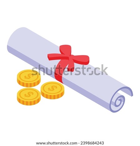 Graduation diploma icon isometric vector. Celebration paper document. Successful university graduation