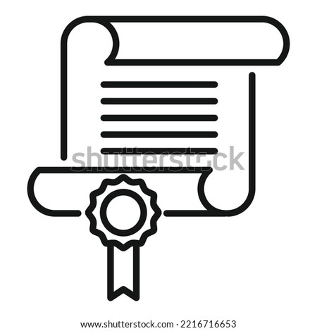 Graduation diploma icon outline vector. Student book. Final homework