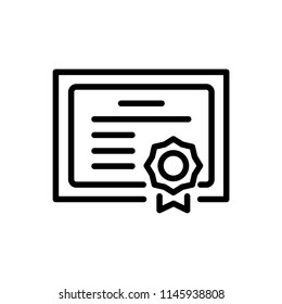 Graduation diploma icon simple flat style outline illustration.