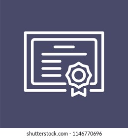 Graduation diploma icon simple flat style outline illustration.