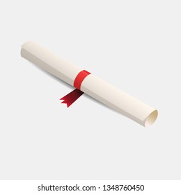 Graduation diploma isolated on a white background. Education concept. Vector illustration can be used for topics like university, graduation, studying
