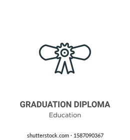 Graduation diploma outline vector icon. Thin line black graduation diploma icon, flat vector simple element illustration from editable education concept isolated on white background