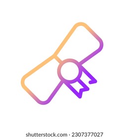 Graduation diploma pixel perfect gradient linear ui icon. Get degree. Academic award. Certificate. Line color user interface symbol. Modern style pictogram. Vector isolated outline illustration