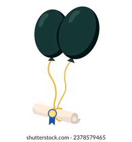 graduation diploma roll and balloons vector isolated