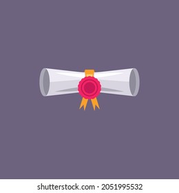 Graduation Diploma scroll icon, diploma vector illustration