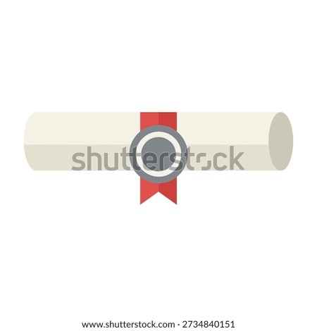 Graduation diploma scroll with red ribbon for academic success and university commencement.