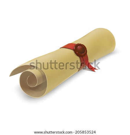 Graduation diploma scroll vector illustration