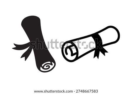 Graduation diploma scrolls vector illustration representing education achievement, certificate, and academic success.